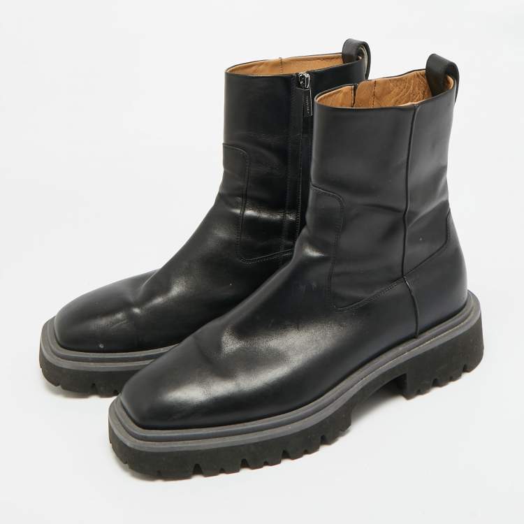 Pre Owned Salvatore Ferragamo Size 45 Black Leather Chelsea Boots