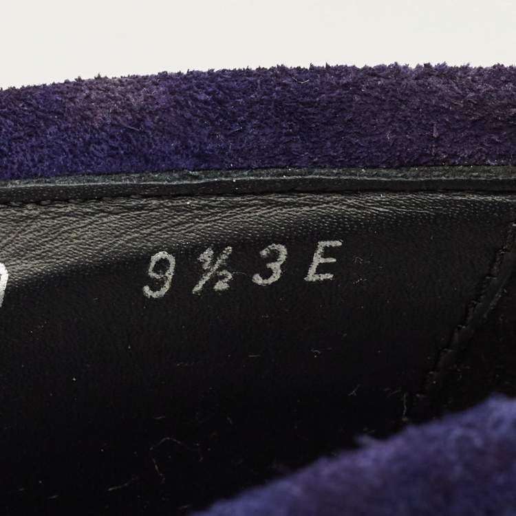 Pre Owned Salvatore Ferragamo Gancini Size 43.5 Blue Suede Loafers