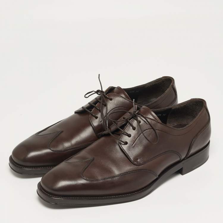 Pre Owned Salvatore Ferragamo Alicante Size 41 Brown Leather Derby