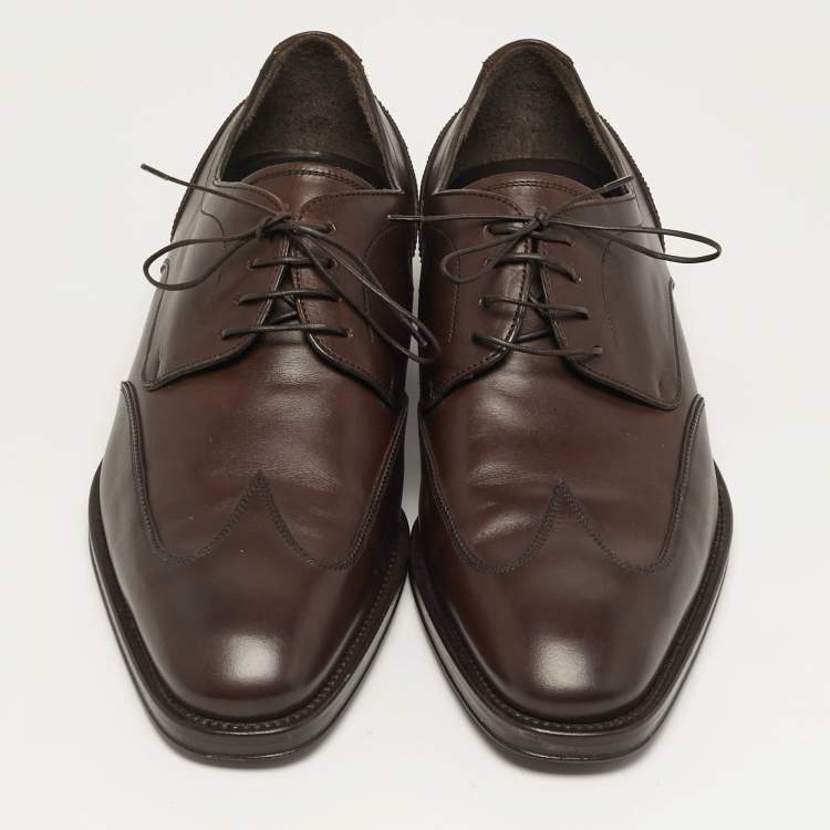 Pre Owned Salvatore Ferragamo Alicante Size 41 Brown Leather Derby