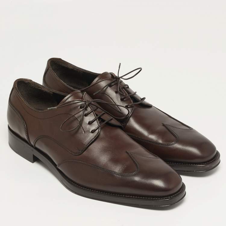 Pre Owned Salvatore Ferragamo Alicante Size 41 Brown Leather Derby