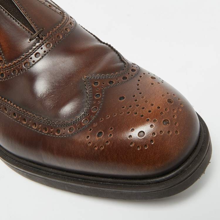 Pre Owned Salvatore Ferragamo  Size 44.5 Brown Brogue Leather Oxford