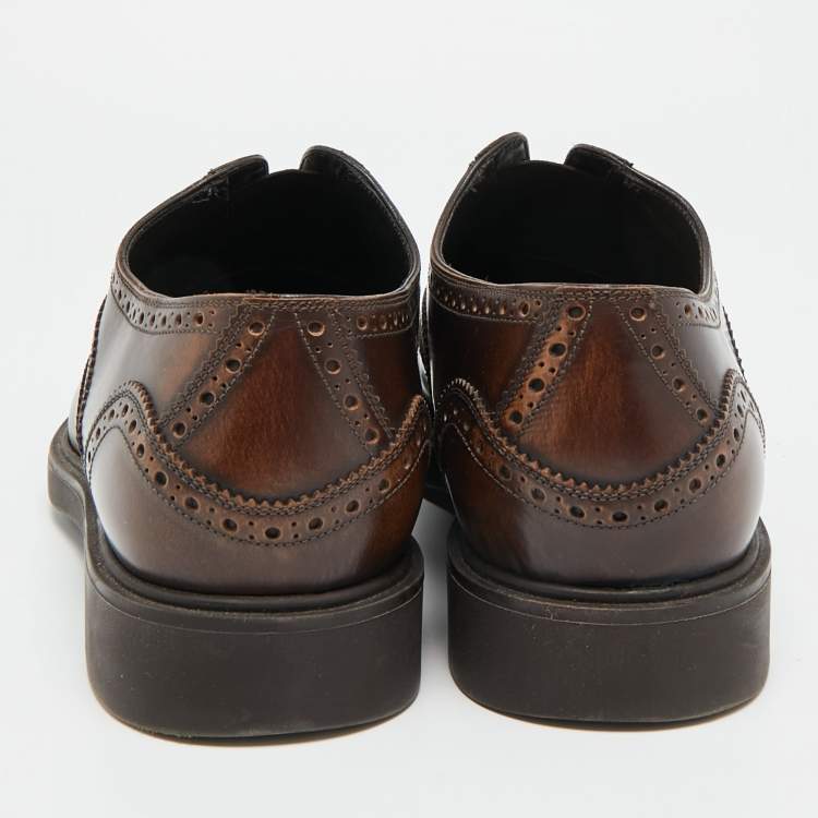 Pre Owned Salvatore Ferragamo  Size 44.5 Brown Brogue Leather Oxford