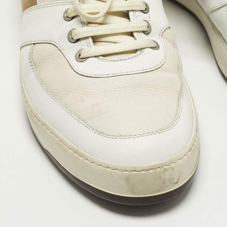 Pre Owned Salvatore Ferragamo Monroe Size 45 Multicolor Leather and Suede Lace Up Sneakers