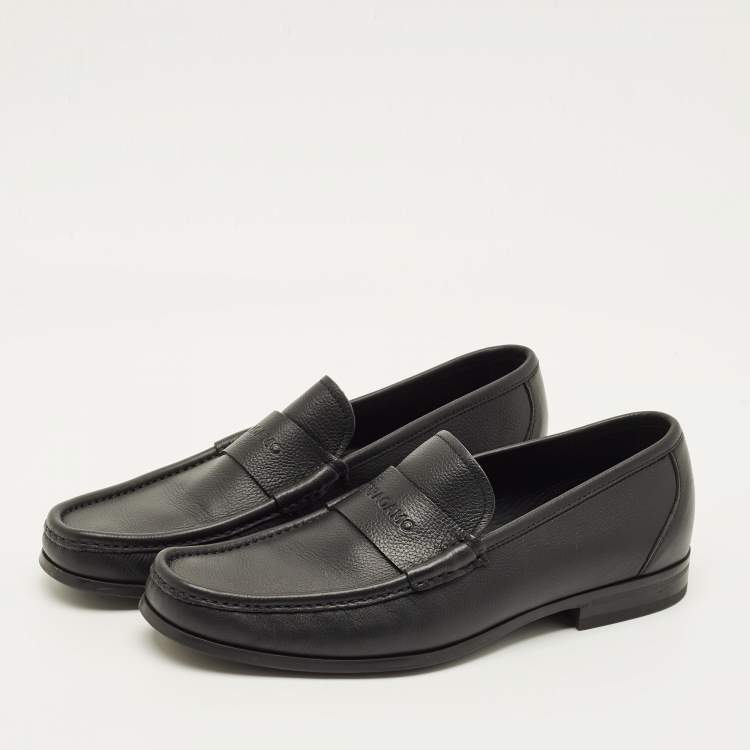 Pre Owned Salvatore Ferragamo Dupont Size 43 Black Leather Penny Loafers