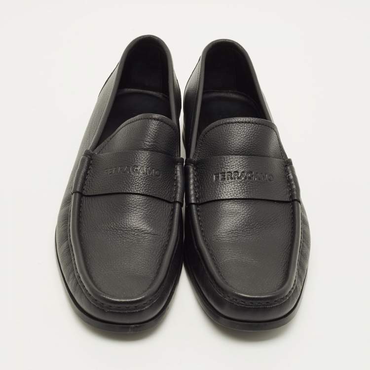 Pre Owned Salvatore Ferragamo Dupont Size 43 Black Leather Penny Loafers