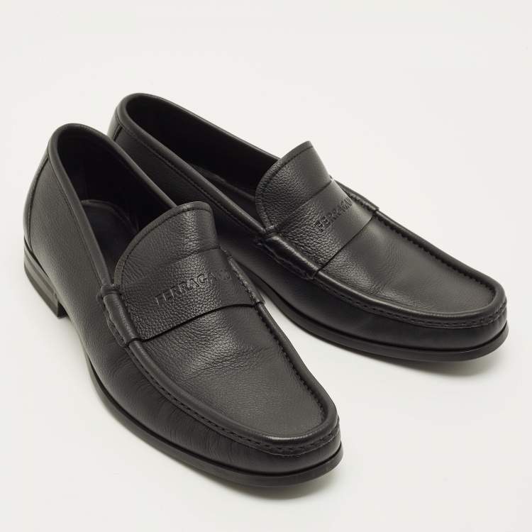 Pre Owned Salvatore Ferragamo Dupont Size 43 Black Leather Penny Loafers