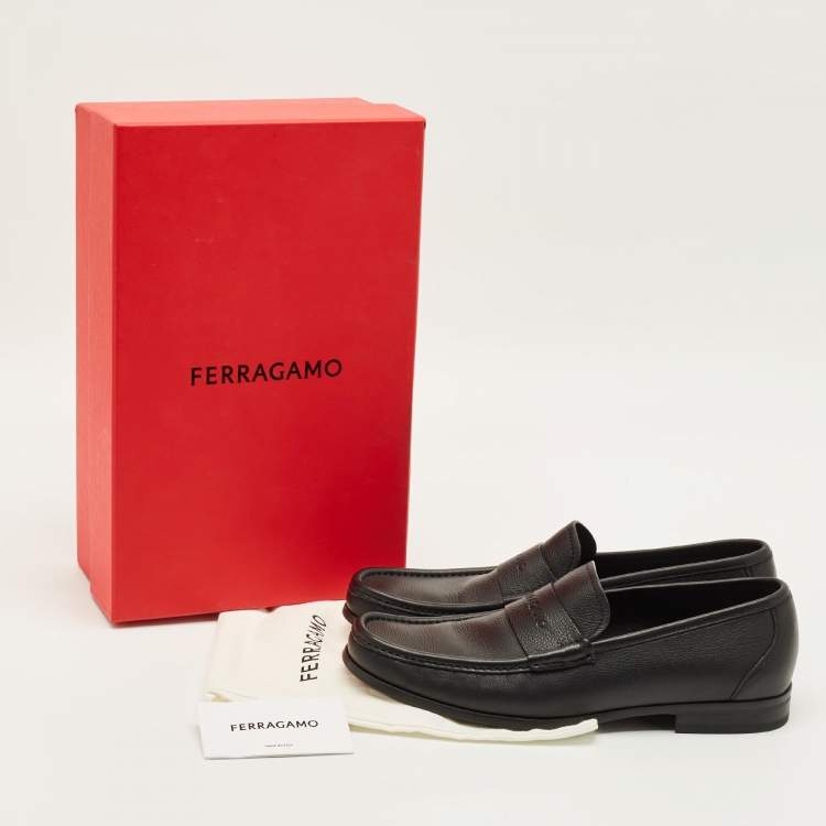 Pre Owned Salvatore Ferragamo Dupont Size 43 Black Leather Penny Loafers