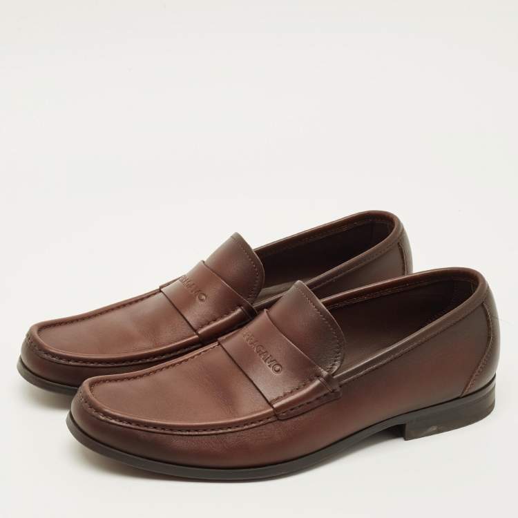 Pre Owned Salvatore Ferragamo Dupont Size 43 Brown Leather Penny Loafers