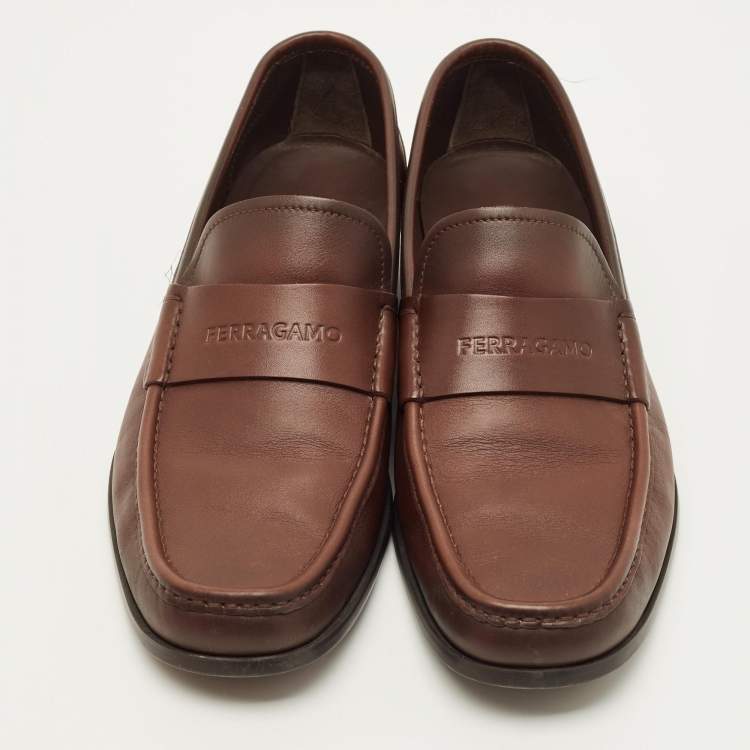 Pre Owned Salvatore Ferragamo Dupont Size 43 Brown Leather Penny Loafers