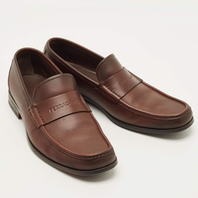 Pre Owned Salvatore Ferragamo Dupont Size 43 Brown Leather Penny Loafers