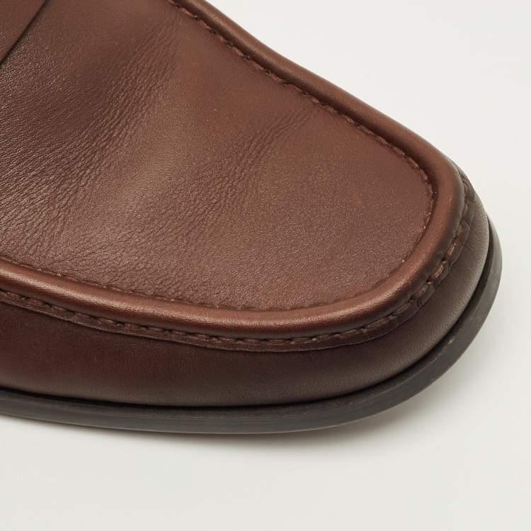 Pre Owned Salvatore Ferragamo Dupont Size 43 Brown Leather Penny Loafers