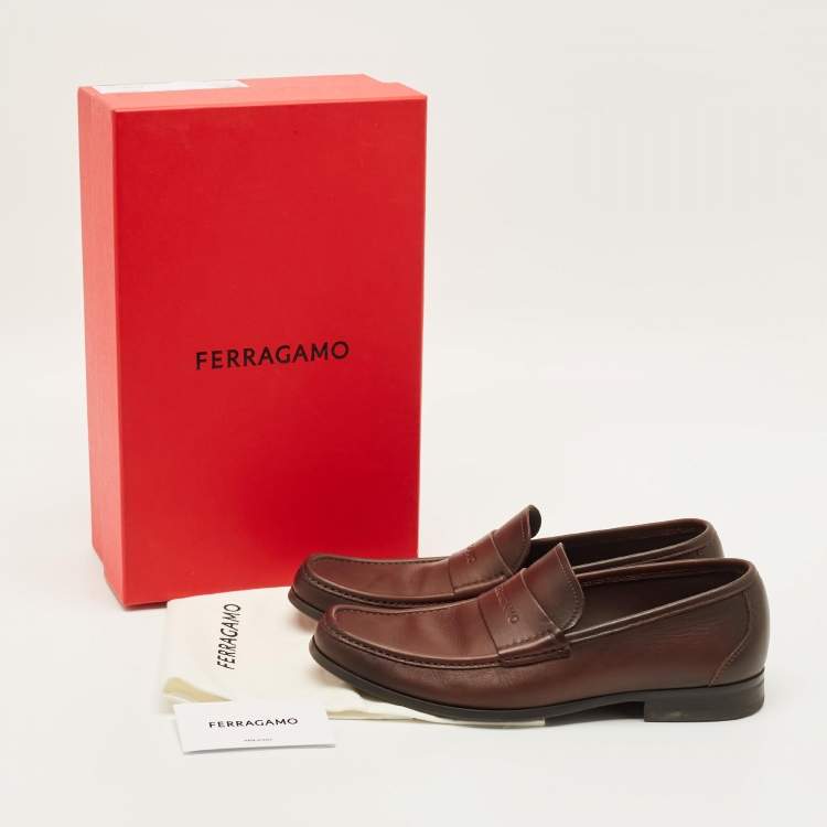 Pre Owned Salvatore Ferragamo Dupont Size 43 Brown Leather Penny Loafers