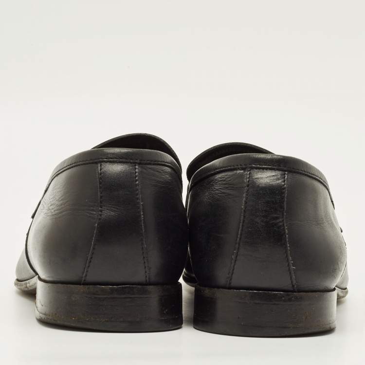 Pre Owned Salvatore Ferragamo Gancini Size 42 Black Leather Loafers