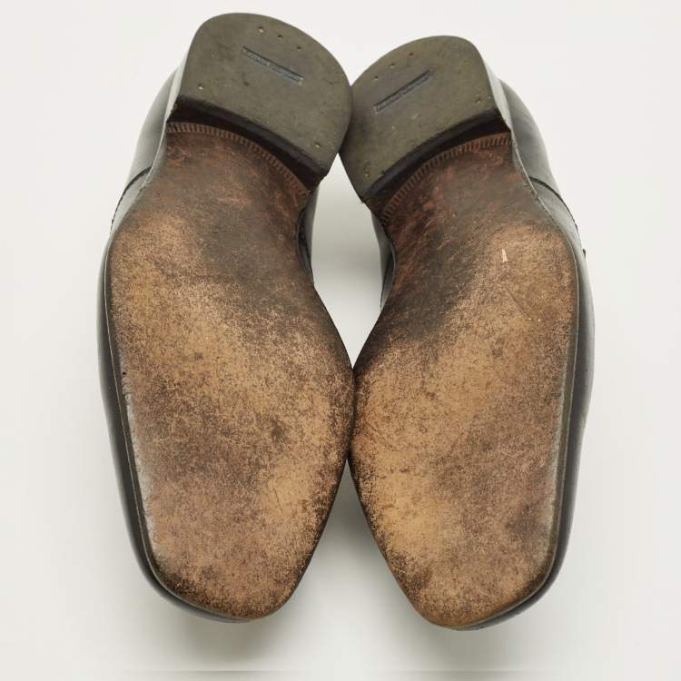 Pre Owned Salvatore Ferragamo Gancini Size 42 Black Leather Loafers