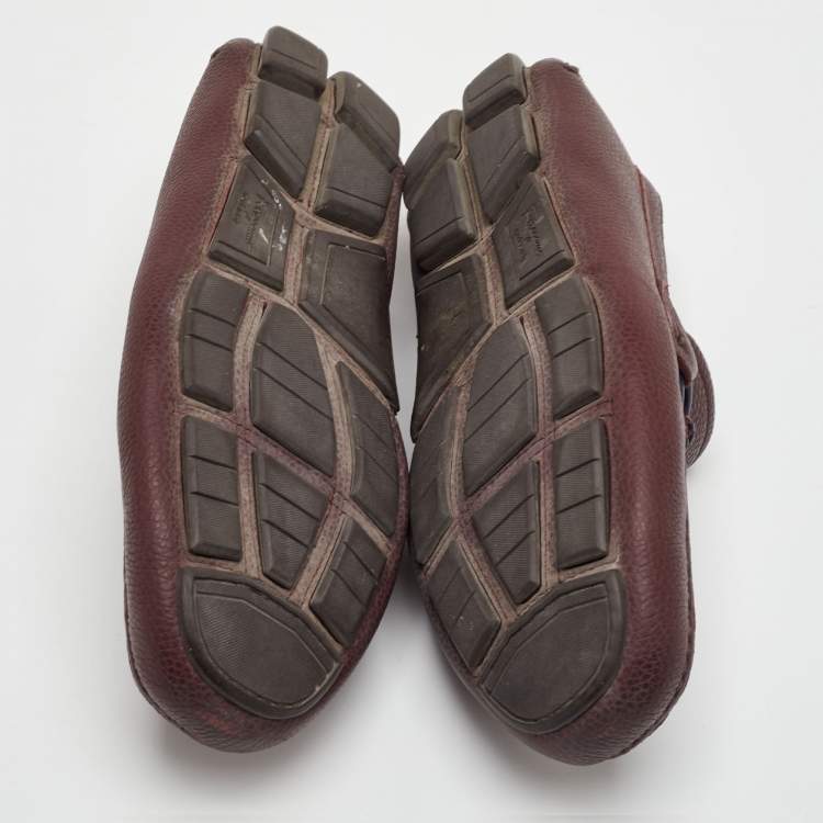 Pre Owned Salvatore Ferragamo Size 40.5 Burgundy Leather Slip On Loafers