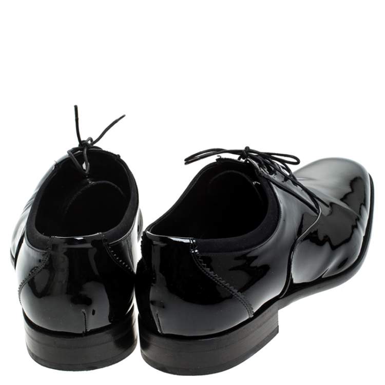 Pre Owned Salvatore Ferragamo Black Patent Leather Aiden Oxfords Size 43