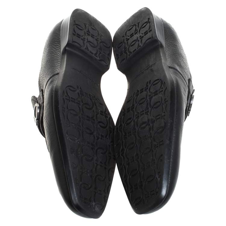 Pre Owned Salvatore Ferragamo Black Leather Gancini Loafers Size 43.5