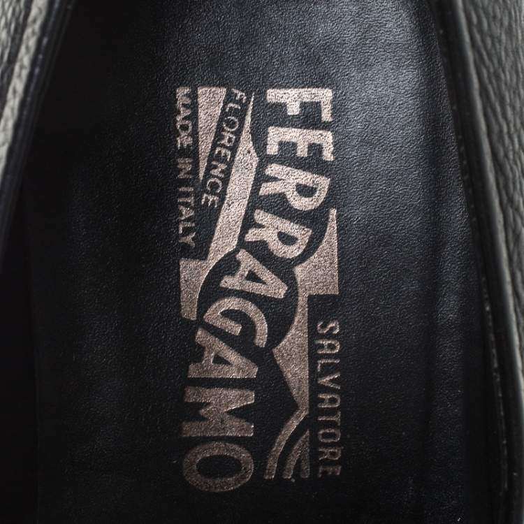 Pre Owned Salvatore Ferragamo Black Leather Gancini Loafers Size 43.5