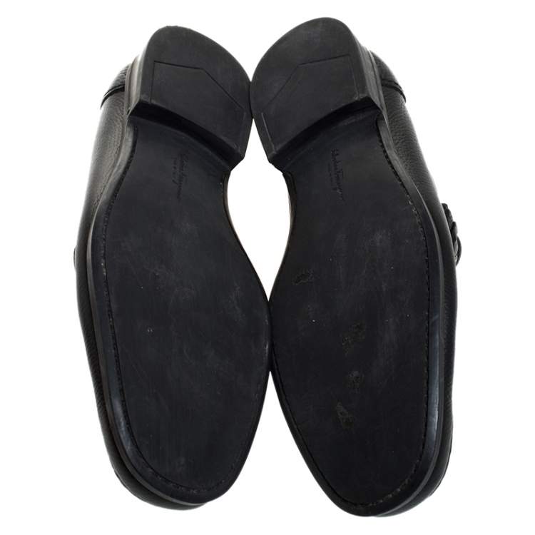 مملوكة مسبقًا Salvatore Ferragamo Black Leather Bravo Slip On Loafers Size 43