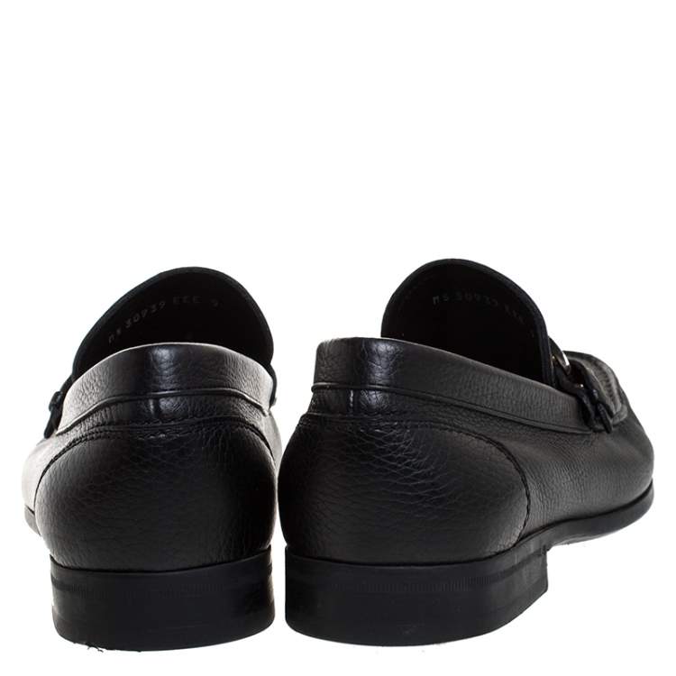 مملوكة مسبقًا Salvatore Ferragamo Black Leather Bravo Slip On Loafers Size 43