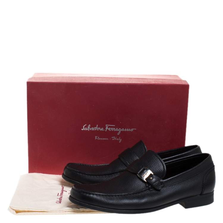 مملوكة مسبقًا Salvatore Ferragamo Black Leather Bravo Slip On Loafers Size 43