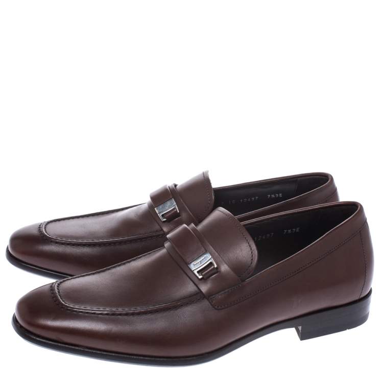 Pre Owned Salvatore Ferragamo Brown Leather Loafers Size 41.5