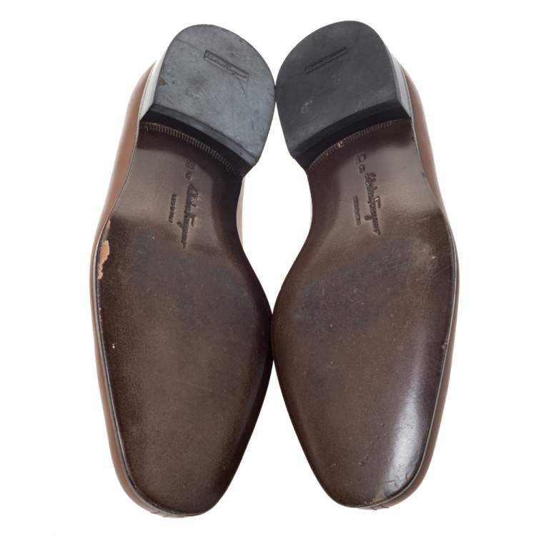 Pre Owned Salvatore Ferragamo Tan Leather Slip On Loafers Size 43