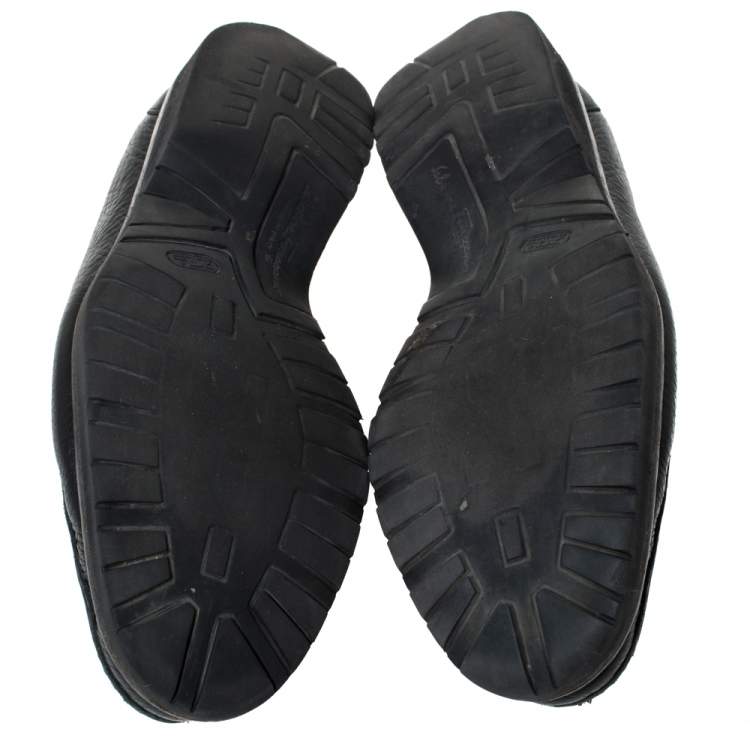 مملوكة مسبقًا Salvatore Ferragamo Black Leather Horsebit Slip On Loafers Size 43