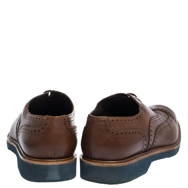Pre Owned Salvatore Ferragamo Brown Brogue Leather Oxford Size 42