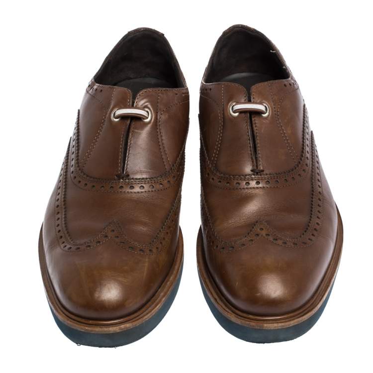 Pre Owned Salvatore Ferragamo Brown Brogue Leather Oxford Size 42