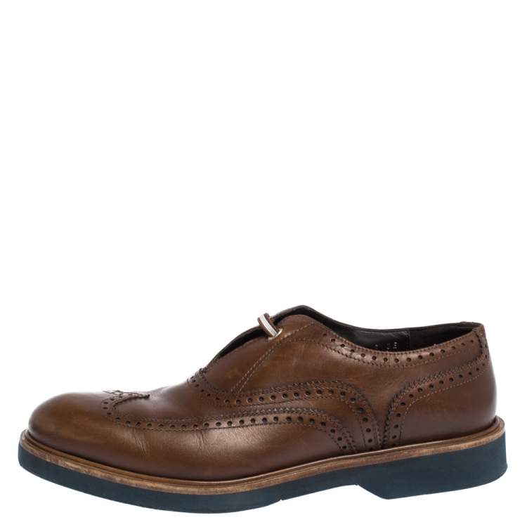 Pre Owned Salvatore Ferragamo Brown Brogue Leather Oxford Size 42