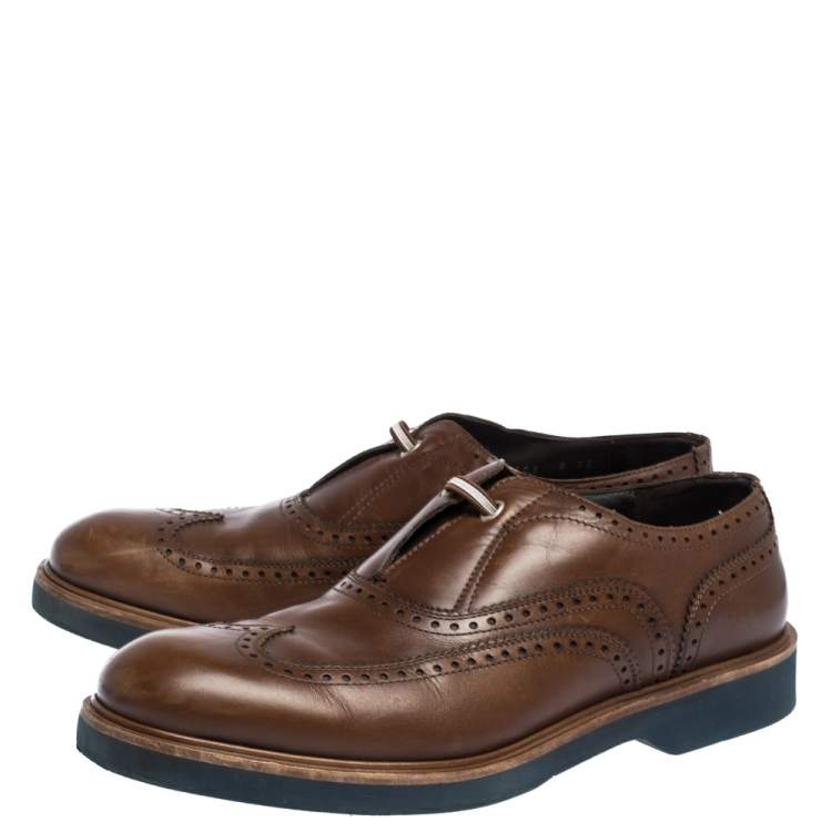 Pre Owned Salvatore Ferragamo Brown Brogue Leather Oxford Size 42