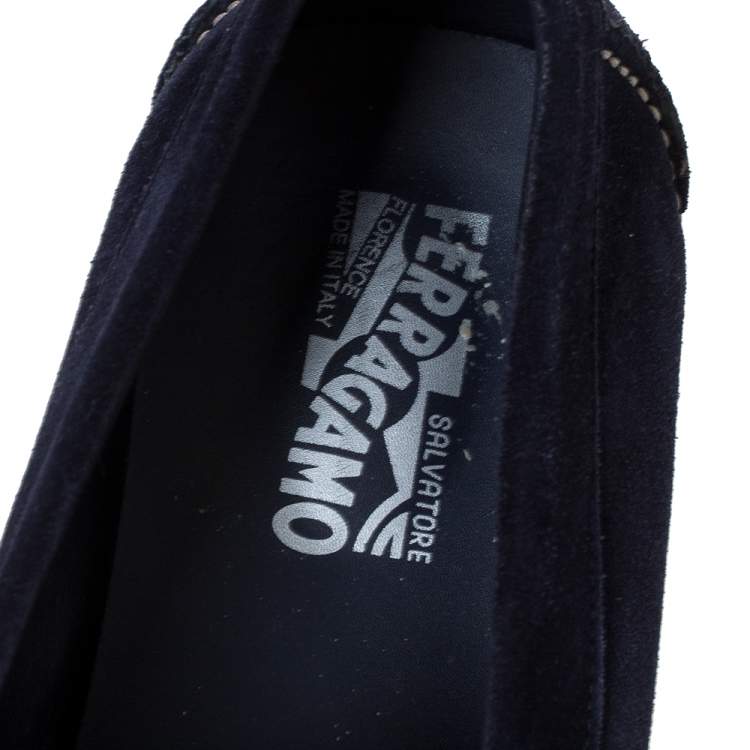 Pre Owned Salvatore Ferragamo Blue Suede Penny Driving Loafers Size 43