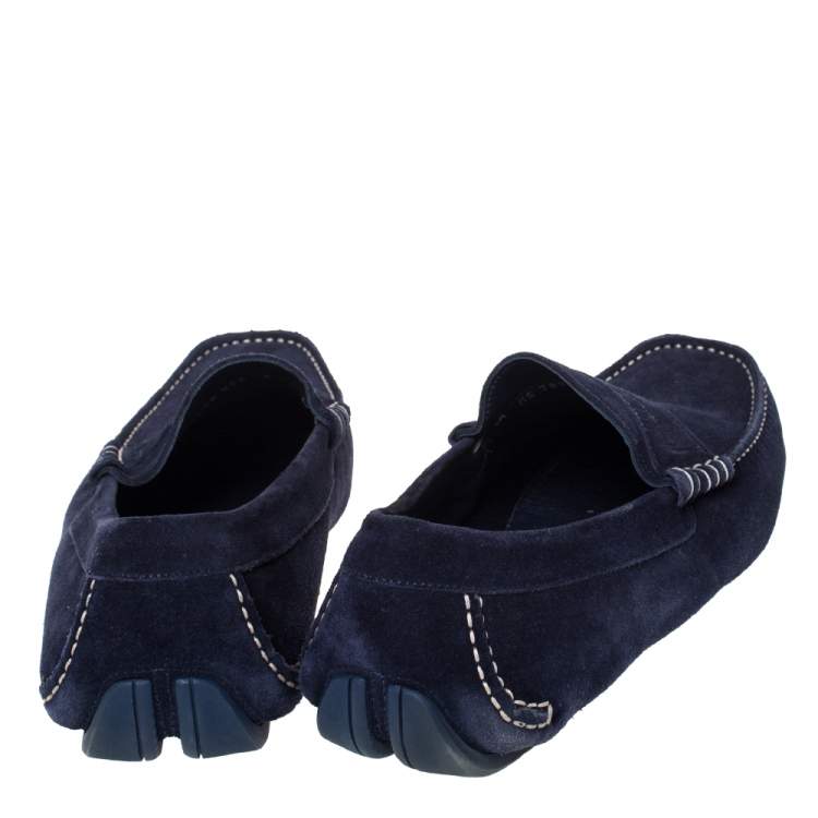 Pre Owned Salvatore Ferragamo Blue Suede Penny Driving Loafers Size 43