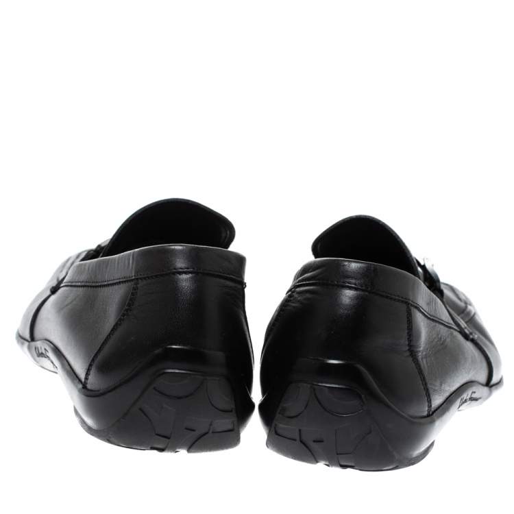 مملوكة مسبقًا Salvatore Ferragamo Black Leather Gancini Bit Loafers Size 42.5