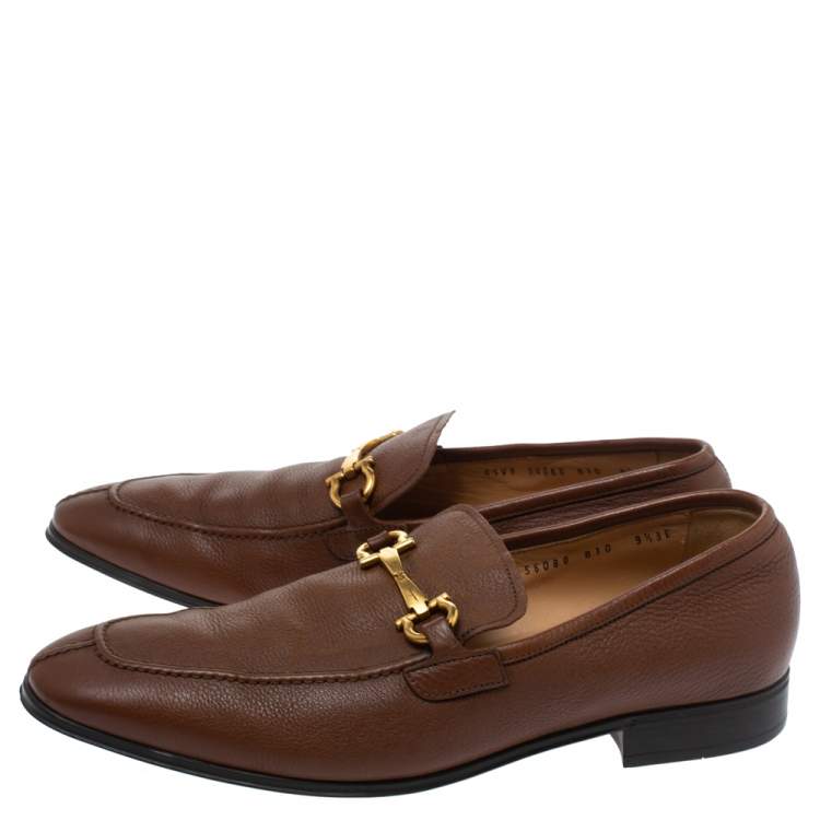 مملوكة مسبقًا Salvatore Ferragamo Brown Leather Mason Loafers Size 43.5