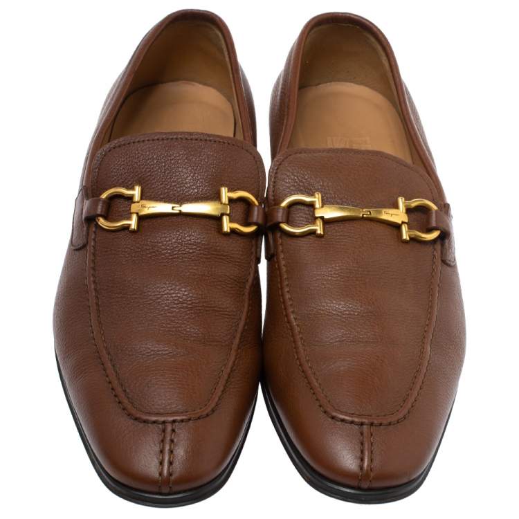 مملوكة مسبقًا Salvatore Ferragamo Brown Leather Mason Loafers Size 43.5