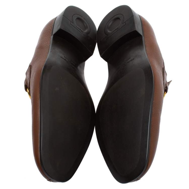 مملوكة مسبقًا Salvatore Ferragamo Brown Leather Mason Loafers Size 43.5