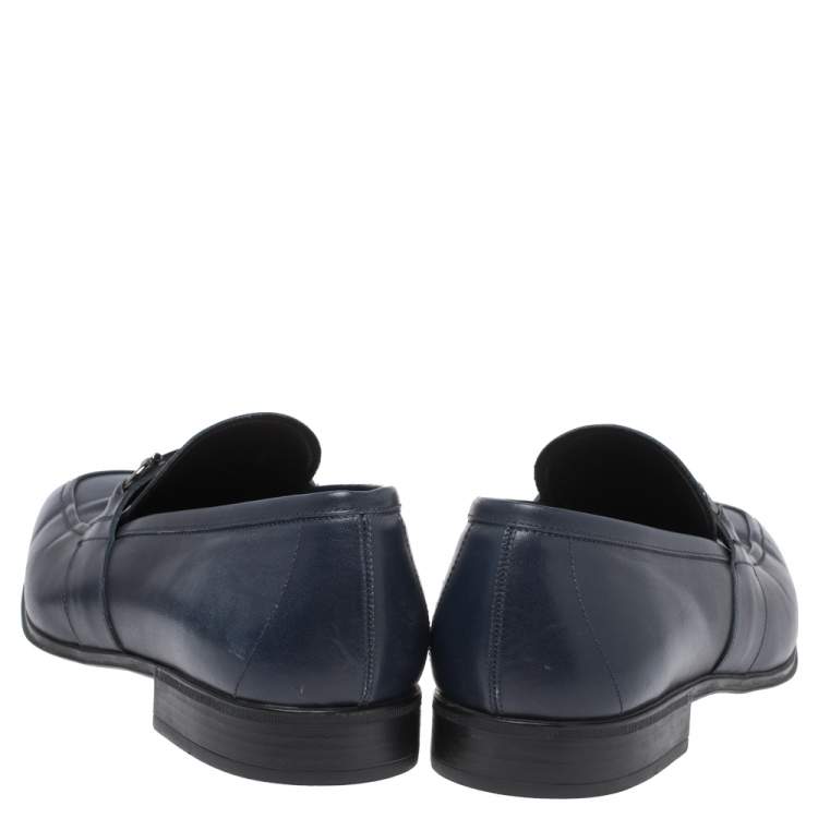 Pre Owned Salvatore Ferragamo Blue Leather Horsebit Loafers Size 41.5