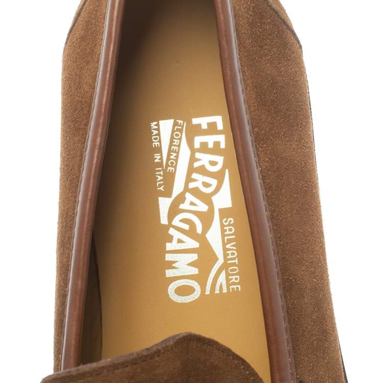 Pre Owned Salvatore Ferragamo Brown Suede Horsebit Loafers Size 43.5
