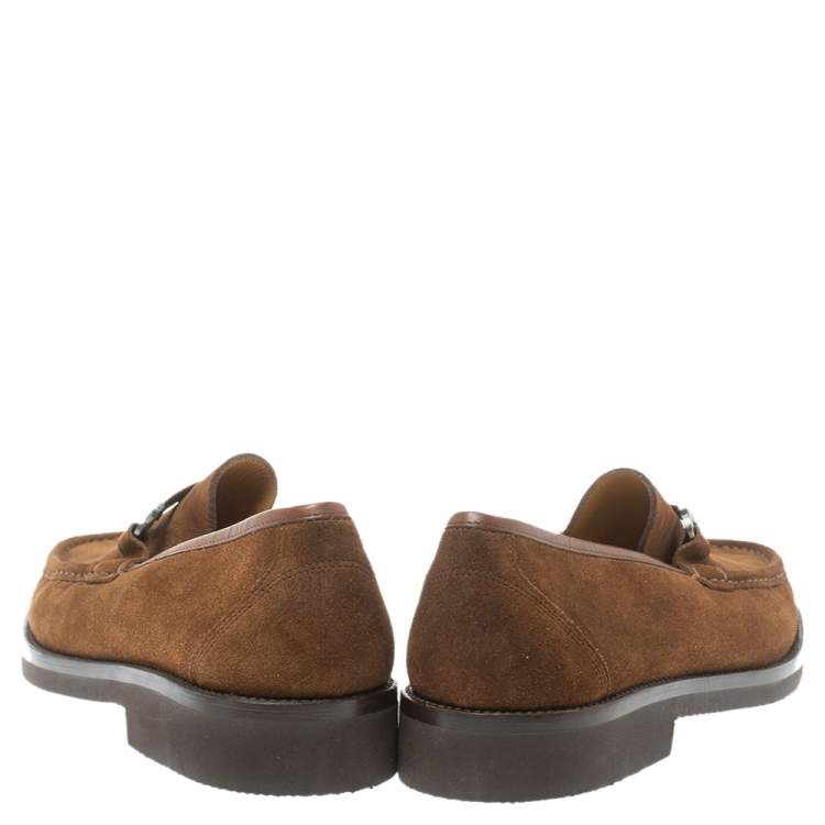Pre Owned Salvatore Ferragamo Brown Suede Horsebit Loafers Size 43.5