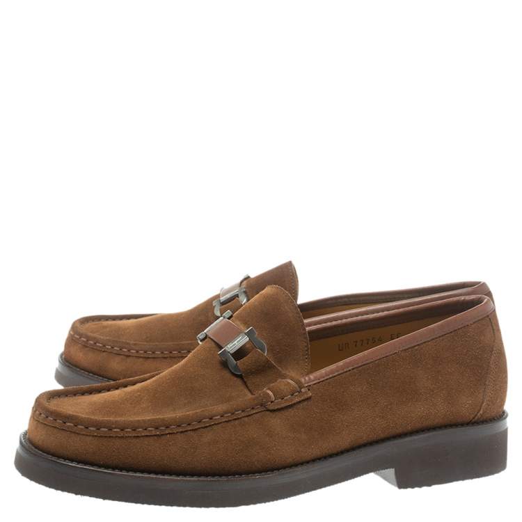 Pre Owned Salvatore Ferragamo Brown Suede Horsebit Loafers Size 43.5