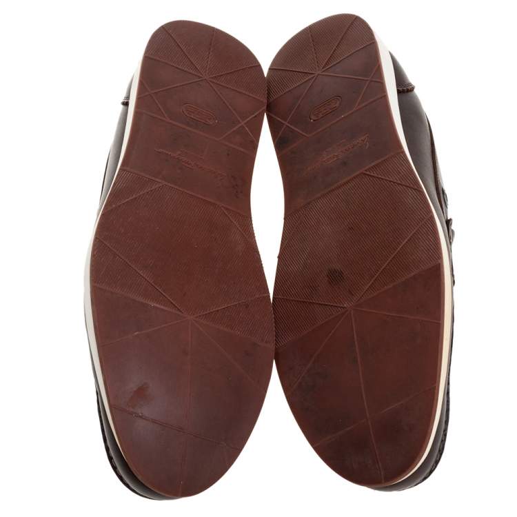 مملوكة مسبقًا Salvatore Ferragamo Dark Brown Leather Penny Slip On Loafers Size 43