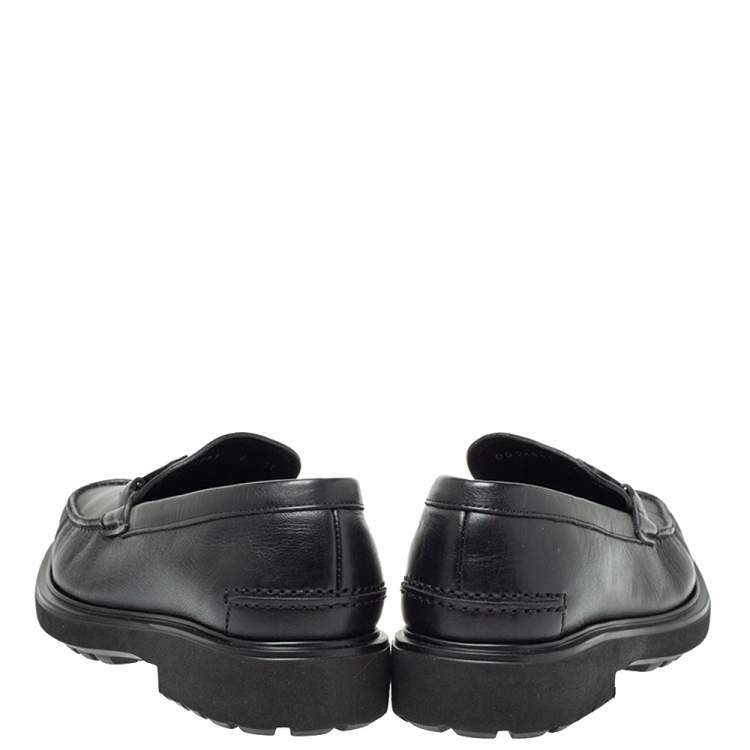 Pre Owned Salvatore Ferragamo Black Leather Double Gancio Loafers Size 40
