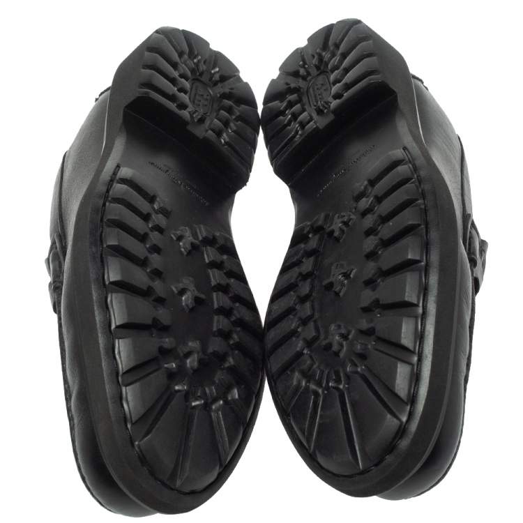 Pre Owned Salvatore Ferragamo Black Leather Double Gancio Loafers Size 40