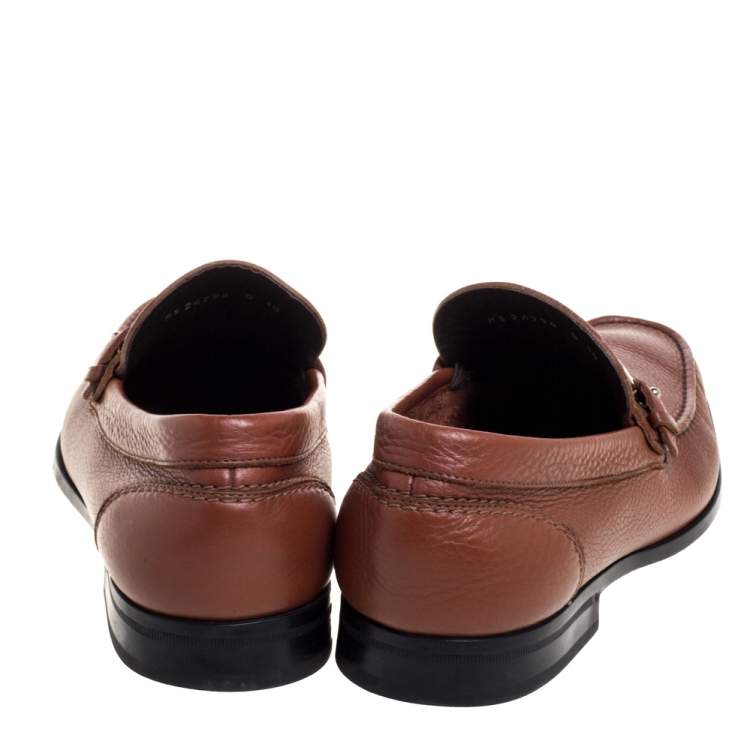 Pre Owned Salvatore Ferragamo Brown Leather Tangeri Loafers Size 44
