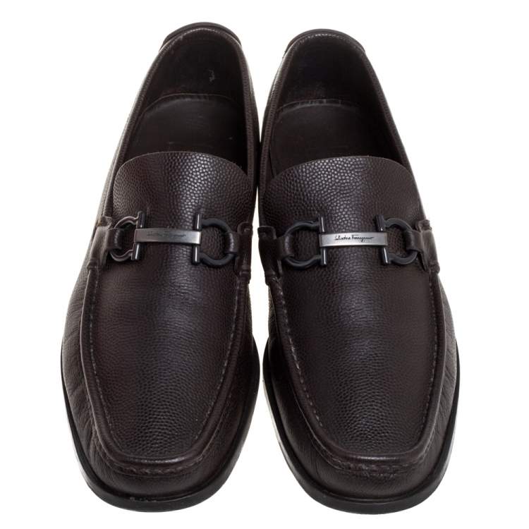 Pre Owned Salvatore Ferragamo Brown Leather Tazio Loafers Size 44