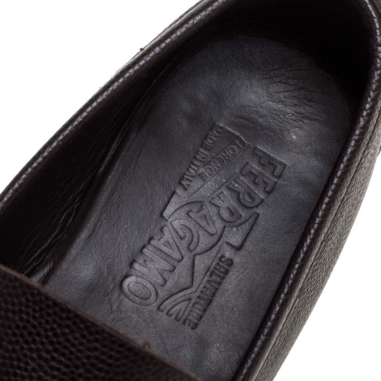 Pre Owned Salvatore Ferragamo Brown Leather Tazio Loafers Size 44