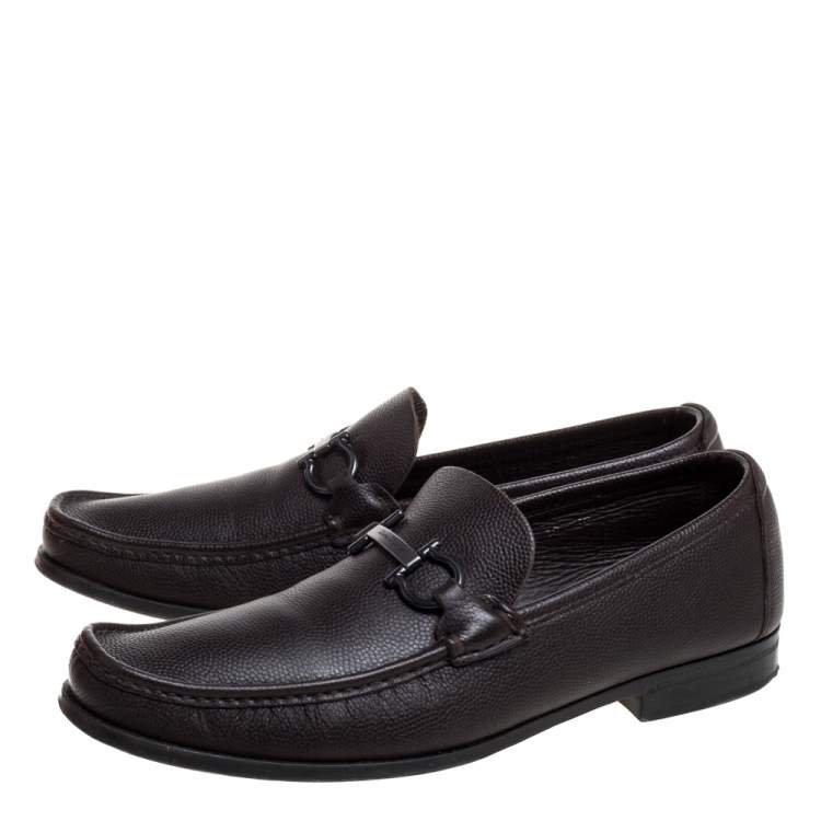 Pre Owned Salvatore Ferragamo Brown Leather Tazio Loafers Size 44